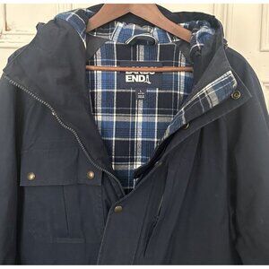 Lands’ End Mens Large (42-44) Bayfield Cotton Parka Barn Jacket Navy Blue 486014